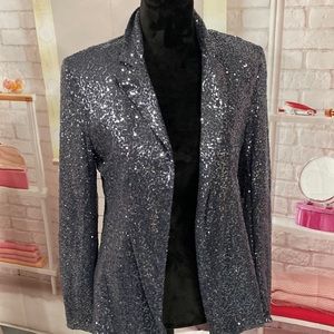 Bobeau Gray Sequin Jacket Size L